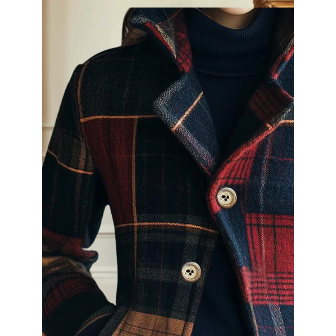 Noelle - Vintage Plaid Button-Up Jacket
