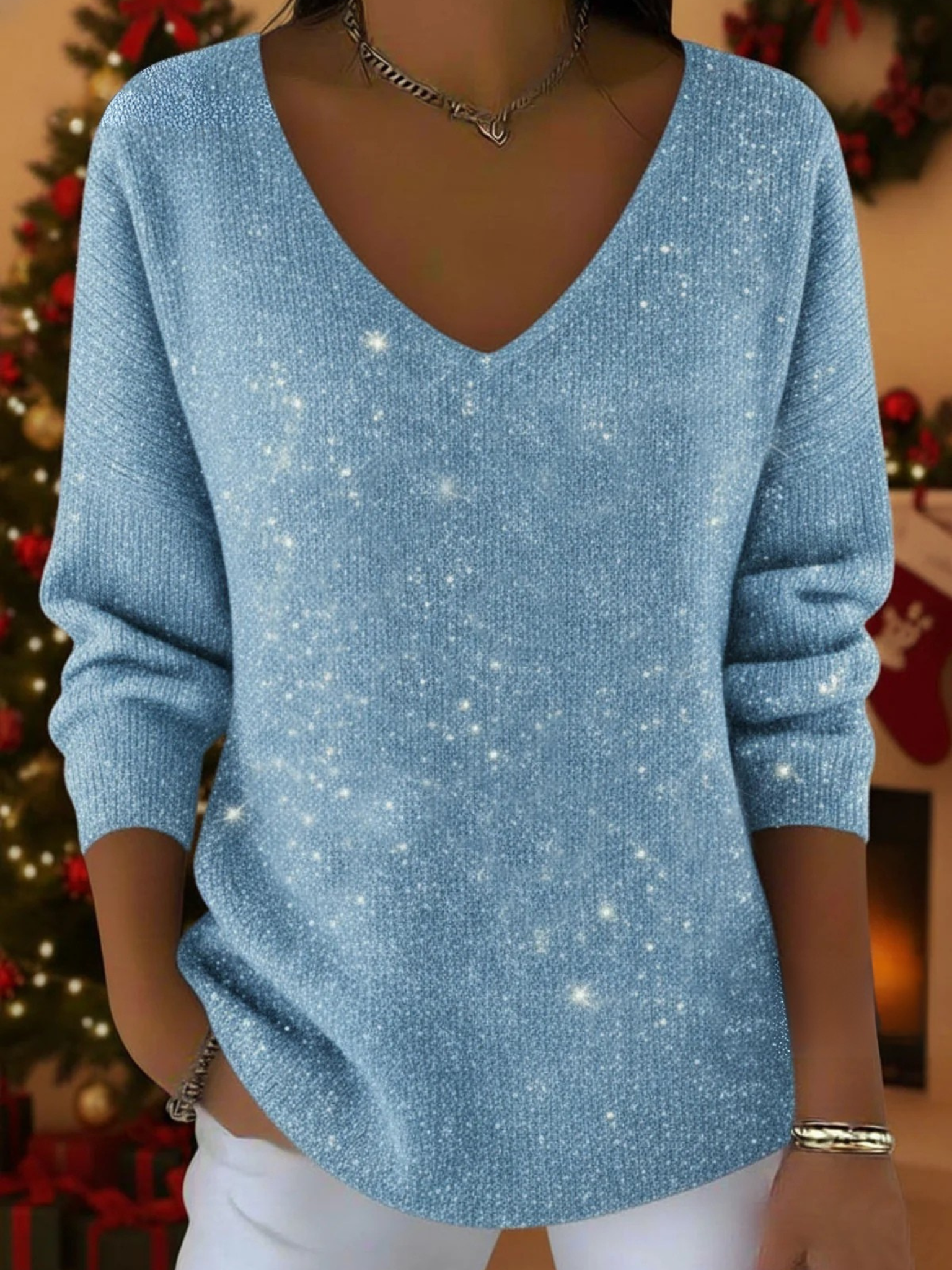 Aylise | Festive Women’s V-Neck Sweater