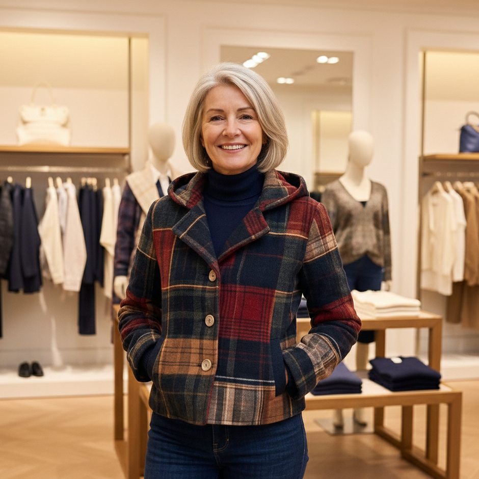 Noelle - Vintage Plaid Button-Up Jacket