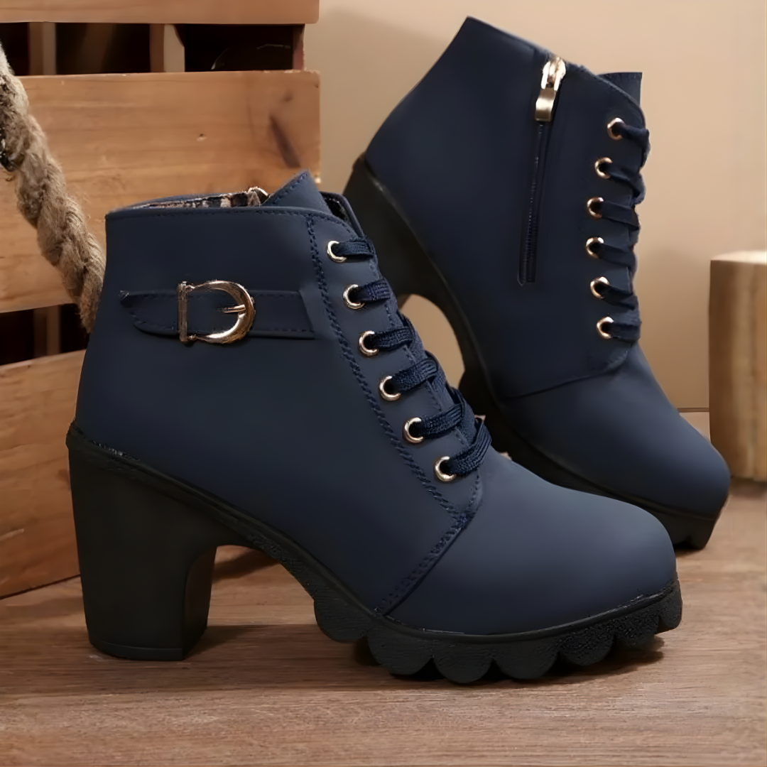Joanne | Lace-Up Buckle Ankle Boots