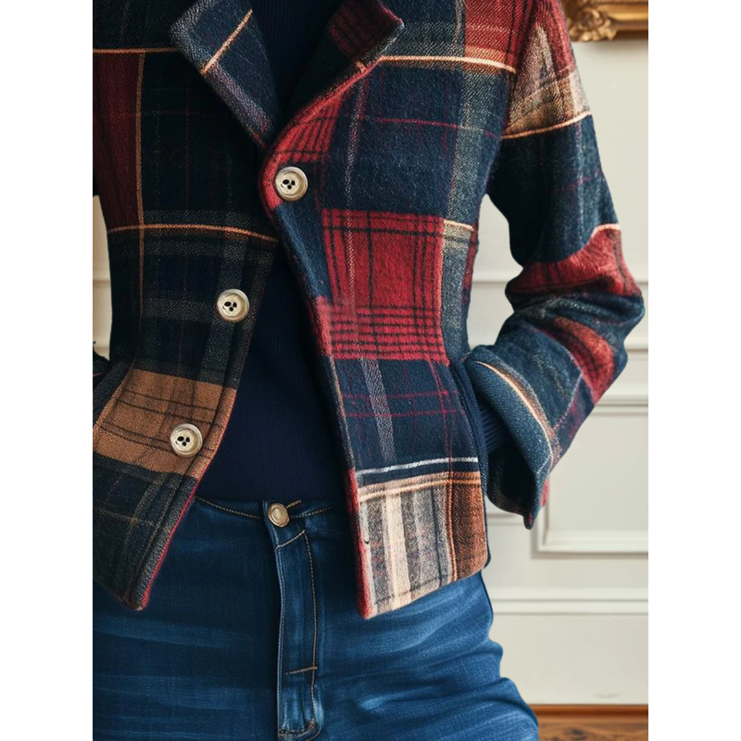 Noelle - Vintage Plaid Button-Up Jacket