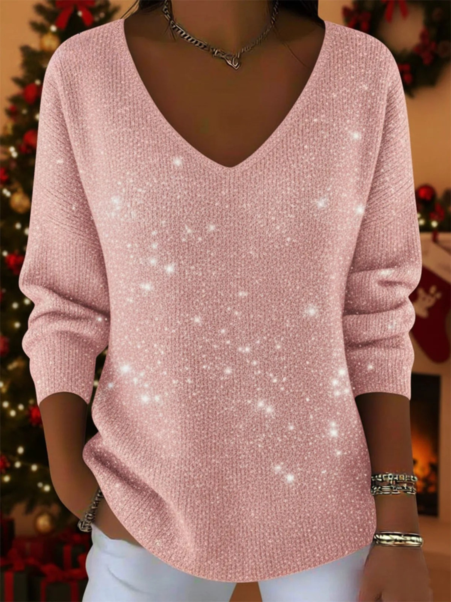 Aylise | Festive Women’s V-Neck Sweater