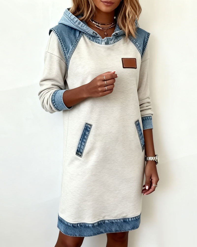 Denim Dress with Hood