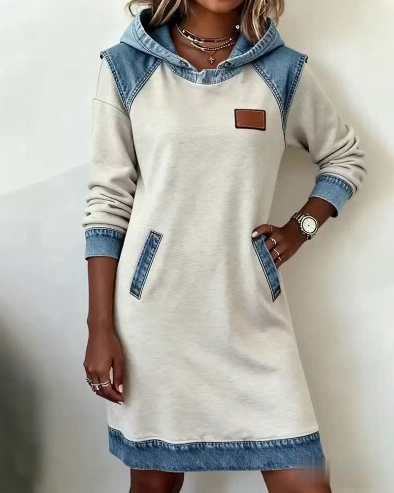 Denim Dress with Hood