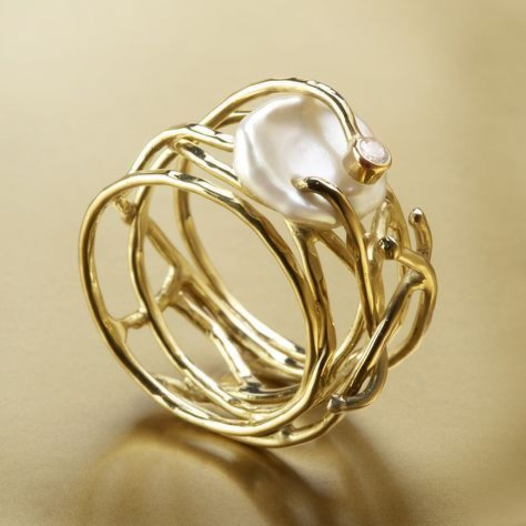 Delicate Gold Pearl Ring