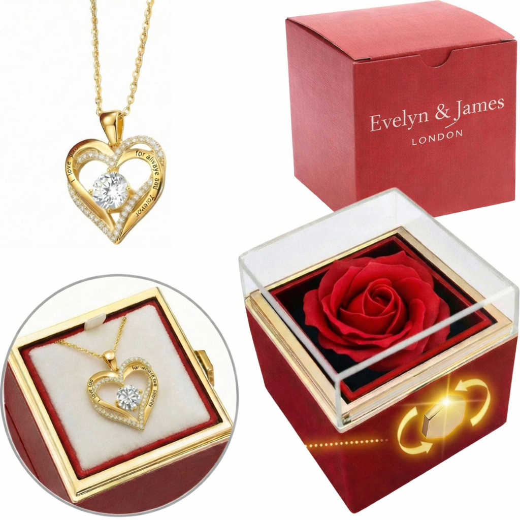 Mi Amore Rose - 925 silver chain with heart pendant