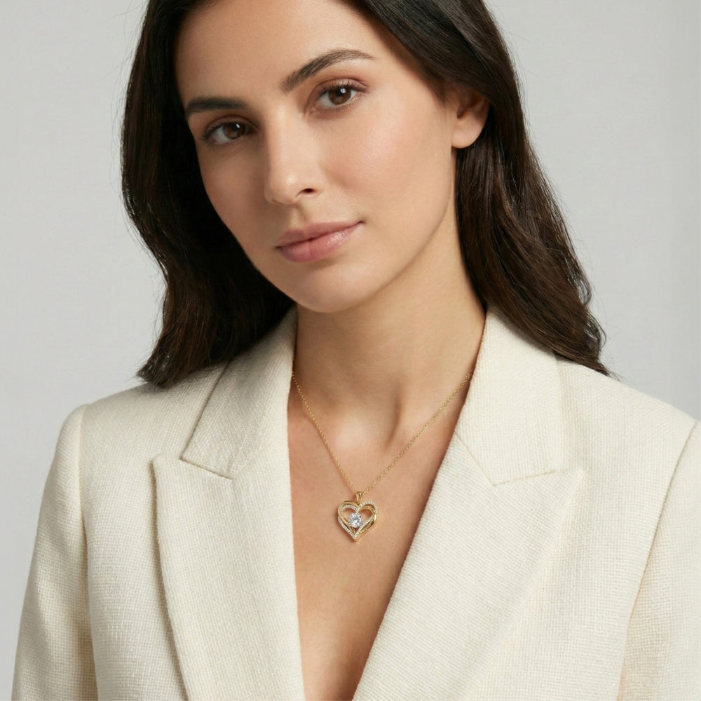 Mi Amore Rose - 925 silver chain with heart pendant