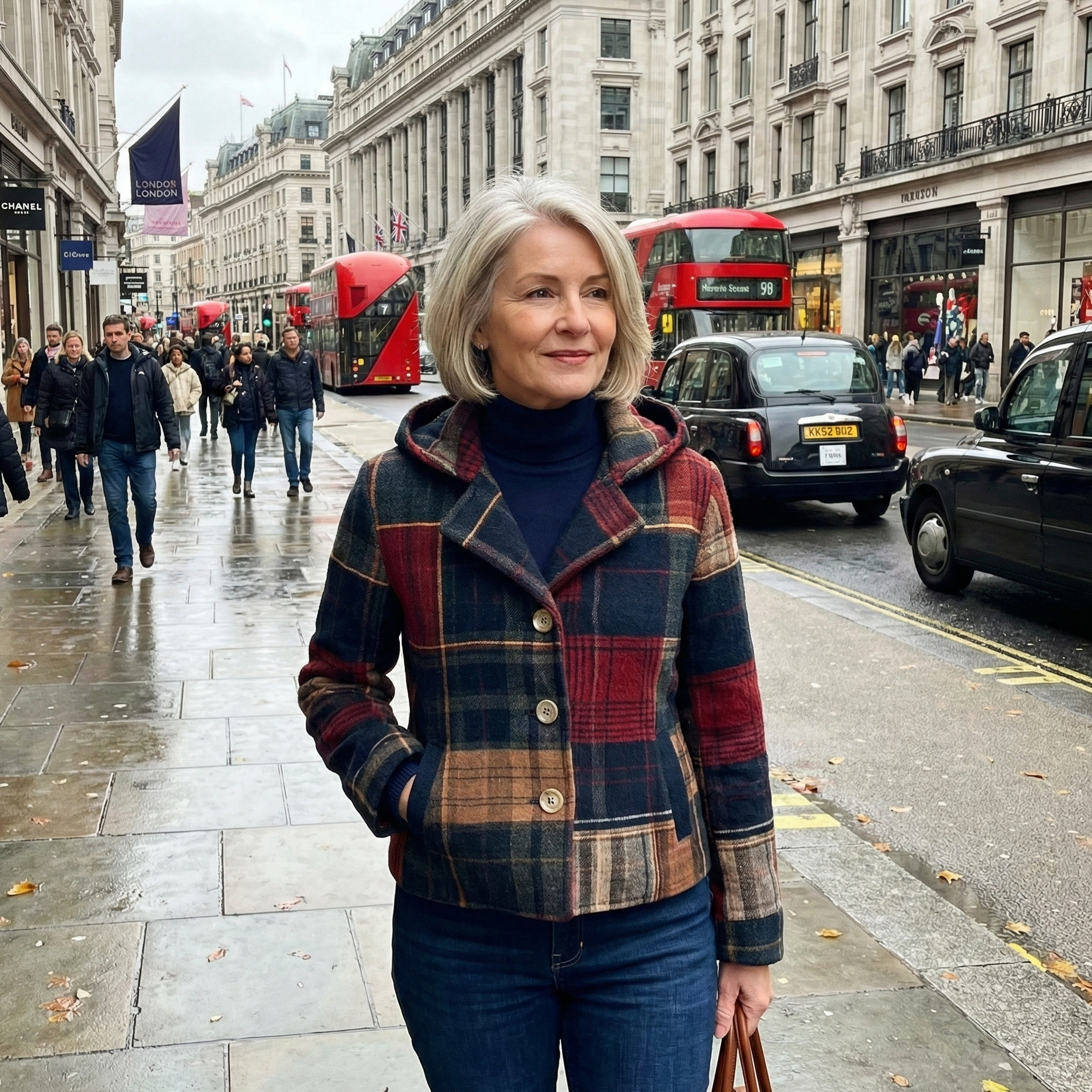 Noelle - Vintage Plaid Button-Up Jacket