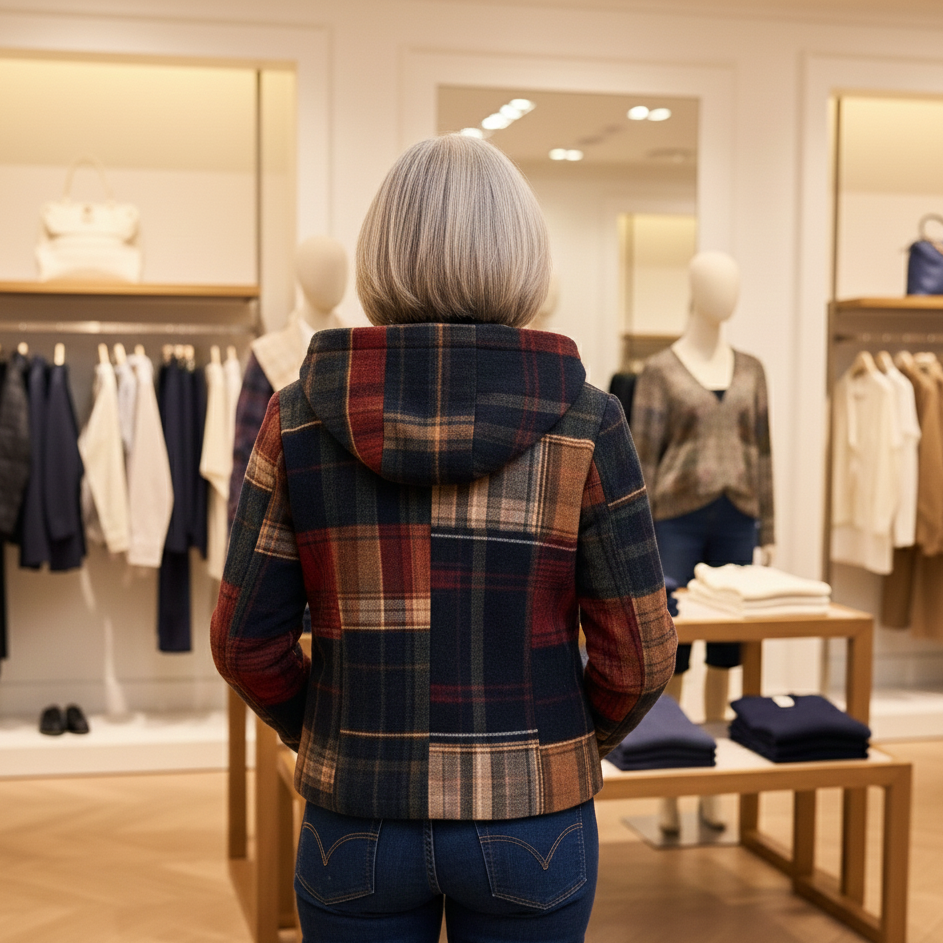 Noelle - Vintage Plaid Button-Up Jacket