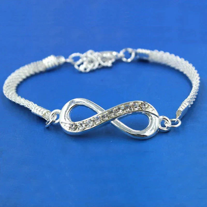 Adjustable Infinity Bracelet with Zircons in Sterling Silver