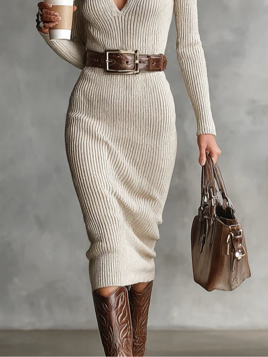 Emily - Cozy Christmas Midi Knit Dress
