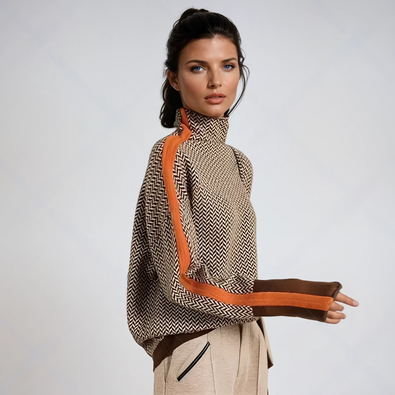 Marieke | Turtleneck Sweater with Bold Contrasting Stripes